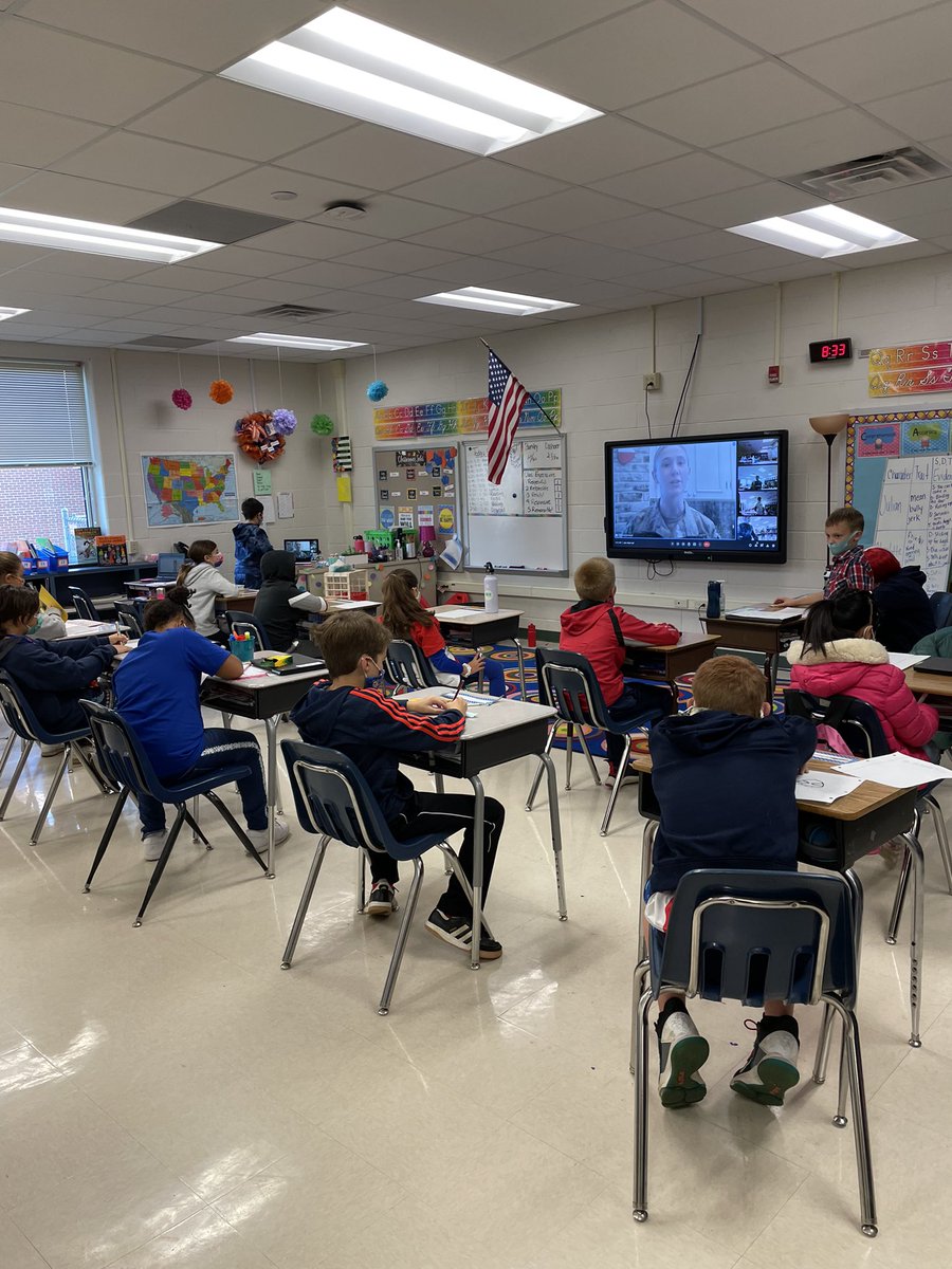 Yesterday for Veteran’s Day, we were able to have a virtual visit from a veteran. She was able to share lots of cool information and the students loved asking questions!@CESGoPanthers <a href="/MTinsman_edu/">M Tinsman Principal</a>