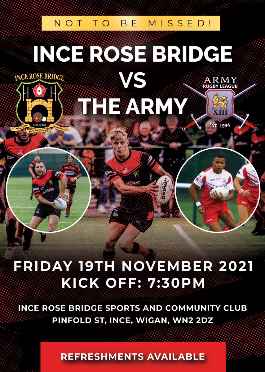 IRBSCC's tweet photo. A great game of rugby to look forward to next week as we host the @ArmyRugbyLeague https://t.co/arx7fp9ml3