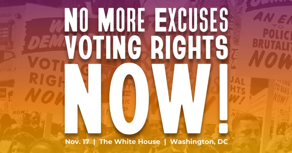 It was the movement that made LBJ move on civil rights, &amp; it will be the movement that makes President Biden move on voting rights. Were putting it all on the line to make sure he gets our message: We need #VotingRightsNow! Join us on 11.17 ➡️ bit.ly/3kwivvU