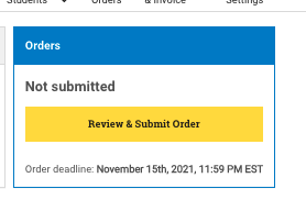 AP Coordinators - Today is the order deadline. Don't forget to do a final check on your AP orders.

And make sure you HIT THE SUBMIT ORDER BUTTON!!!!