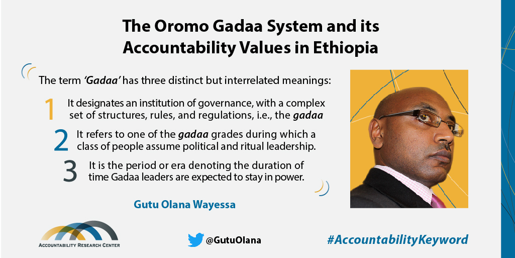AcctResearchCtr's tweet photo. ICYMI – This essay by Gutu Olana Wayessa provides a cursory glance into these questions: What is the Gadaa System? Why is it significant today? How does the institution promote accountability? 
https://t.co/2HdH7TLkdb 
#Ethiopia #AccountabilityKeyword https://t.co/yu98mq3itj