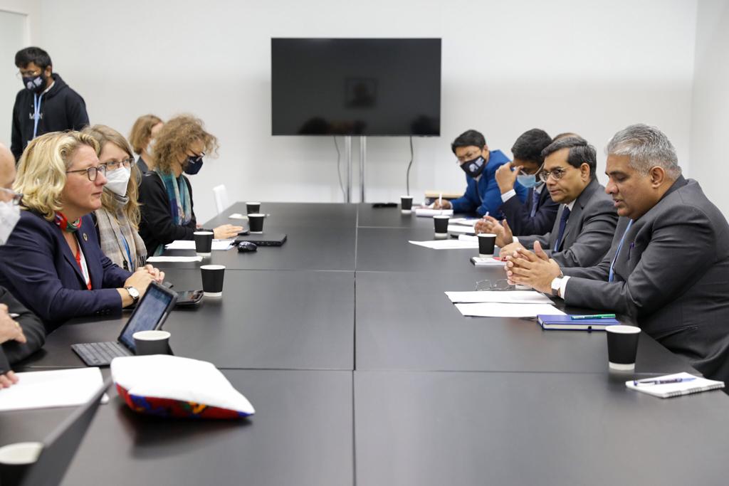 byadavbjp's tweet photo. Glad to have met my German counterpart Ms @SvenjaSchulze68 and the German delegation on the sidelines of COP26. As COP26 draws to a close, hopeful that there will be concrete outcomes and results on long-pending issues of Article 6, Climate Finance, Common Time Framework etc. https://t.co/Tb5oOdMn1A