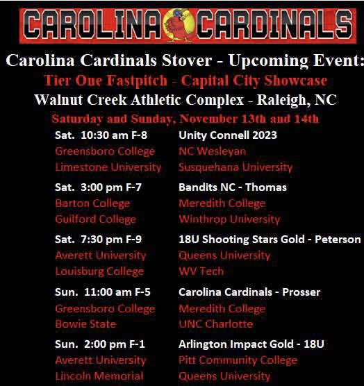 Looking forward to the Capital City Showcase this weekend! Let’s go Cardinals!