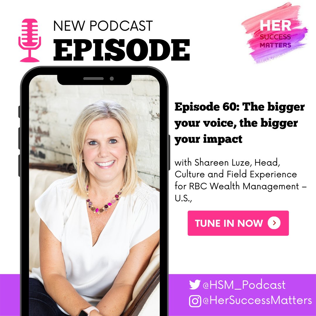 HSM_Podcast's tweet photo. NEW EPISODE 🚨 Tune in to Episode 60 of #HerSuccessMatters! https://t.co/xzSnBp8p4y

Christine speaks with Shareen Luze of @RBCwealth on her unique career path in finance and as a vocal advocate for removing the stigma surrounding mental health. Tune in now! #INPodcasts https://t.co/P8lmq6doZf