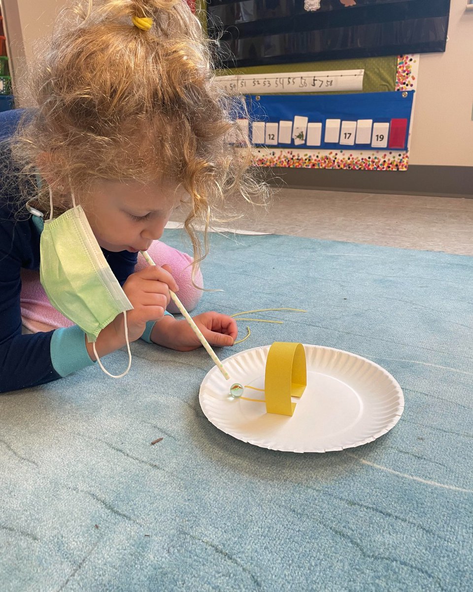 Kindergarten is learning about motion. They've designed marble tracks to demonstrate force upon an object. Too little force and the marble will not move.  Too much force will send it flying off track! #knowledgeandvaluesforalifetime #2ndlawofmotion