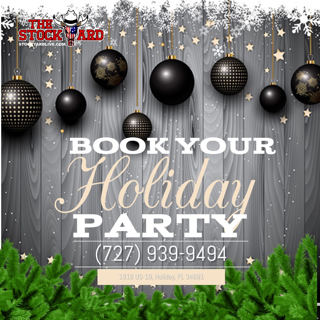 Stockyardlive's tweet image. ⛄🎉🥂It's that time of year! Book your Holiday Party here at The Stockyard. Let us do the work, so you don't have to. Call us at 727-939-9494 or email us at info@stockyardlive.com  to reserve today!