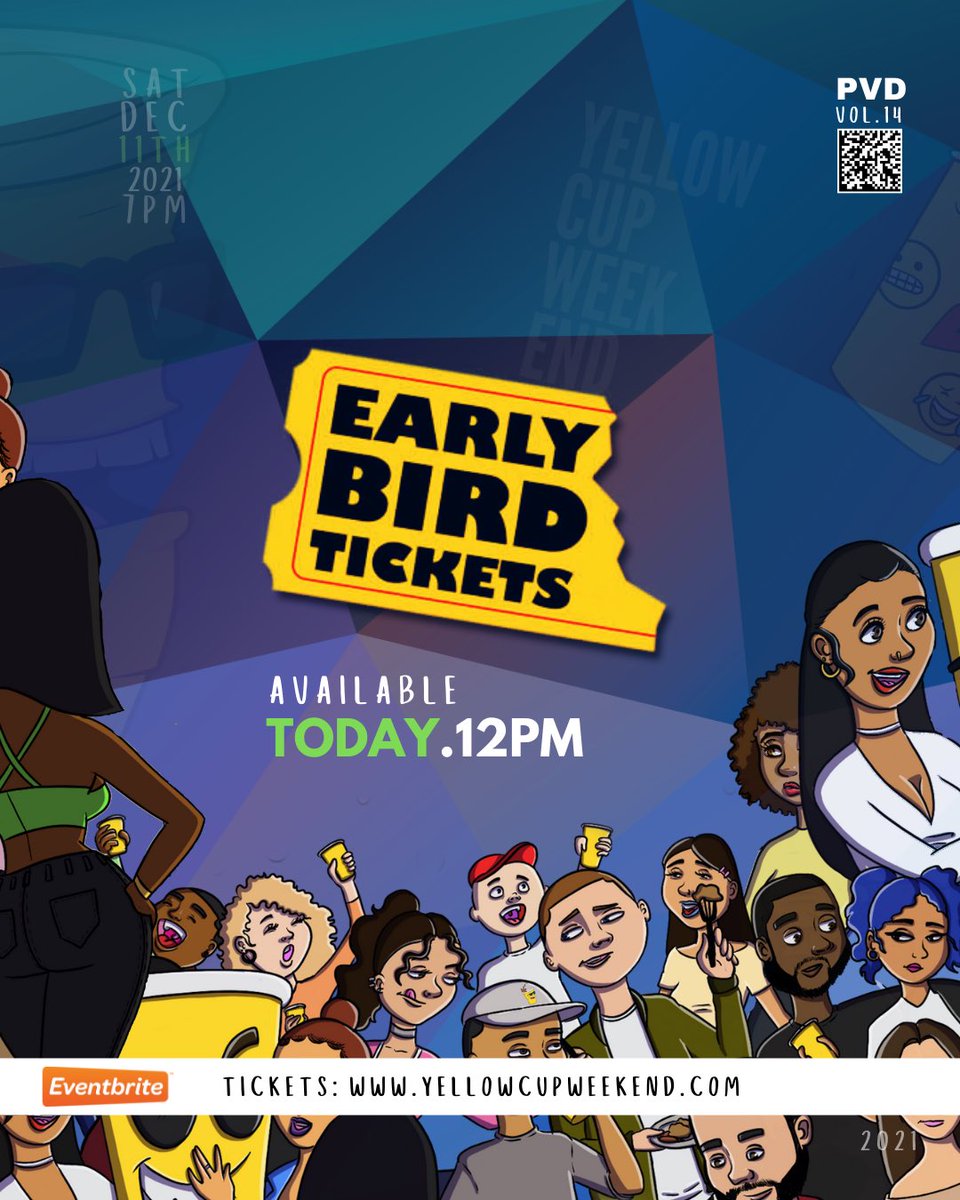 yellowcupwknd's tweet photo. Early bird 🦅 tickets available today at 12pm noon 😝 it’s going down Saturday DEC 11th, see y’all in downtown providence. #yellowcupweekend Bring a friend, catch a vibe. https://t.co/QYx1IyCjxn
