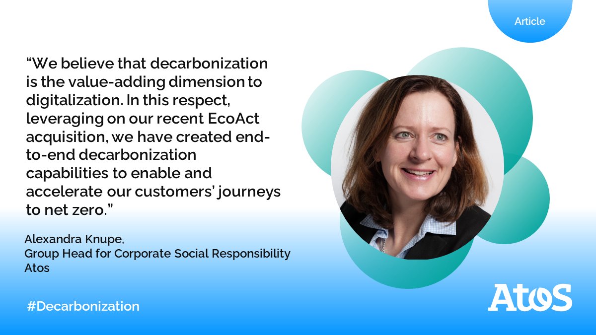 Atos's tweet photo. .@alexandra_knupe, Group Head for Corporate Social Responsibility at Atos shares her views on the role of technology in addressing #sustainability challenges and #decarbonization at Atos. Learn more in @itea_4 magazine's latest issue.▶️https://t.co/OG0RiOft8B
#MakeItHappen #COP26 https://t.co/Dii4Uom3Fh