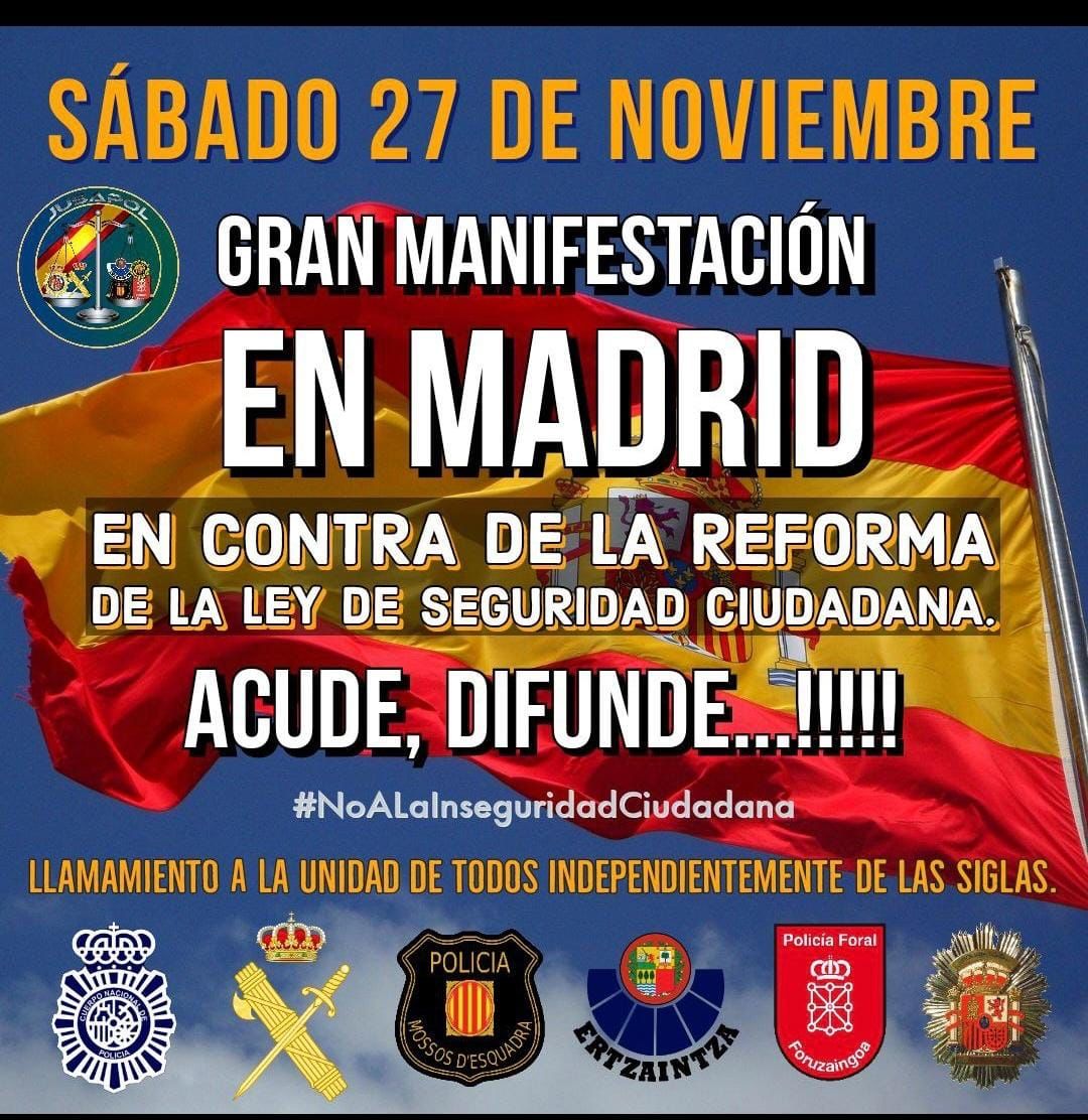 Debido a la modificación sustancial de la Ley de Protección de S. Ciudadana,donde dejan prácticamente sin herramientas a l@s <a href="/policia/">Policía Nacional</a> para poder defender a los  CIUDADANOS,y la desprotección de l@s agentes,cara a los infractores,os pedimos acudir
<a href="/JupolNacional/">JUPOL</a> 
<a href="/jusapol/">jusapol</a> 
🔽💙💚