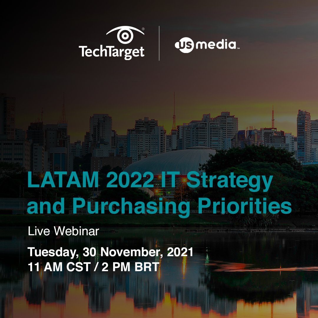 USMediaConsult's tweet image. Have you registered for our webinar on IT Strategy and Purchasing Priorities? Presented by Lizzette Perez, Computer Weekly Editor-in-Chief, and Olavo Ferreira, TechTarget Sales Director at US Media Consulting. Register now at bit.ly/3nPQCQi
#TechTarget #PremiumSolutions