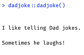 Reason number 9847 I <3 #Rstats: the {dadjoke} package.