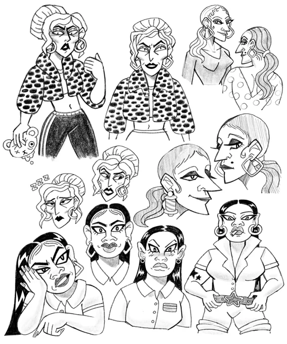 some iteration sketches for my comic's protagonist ! 