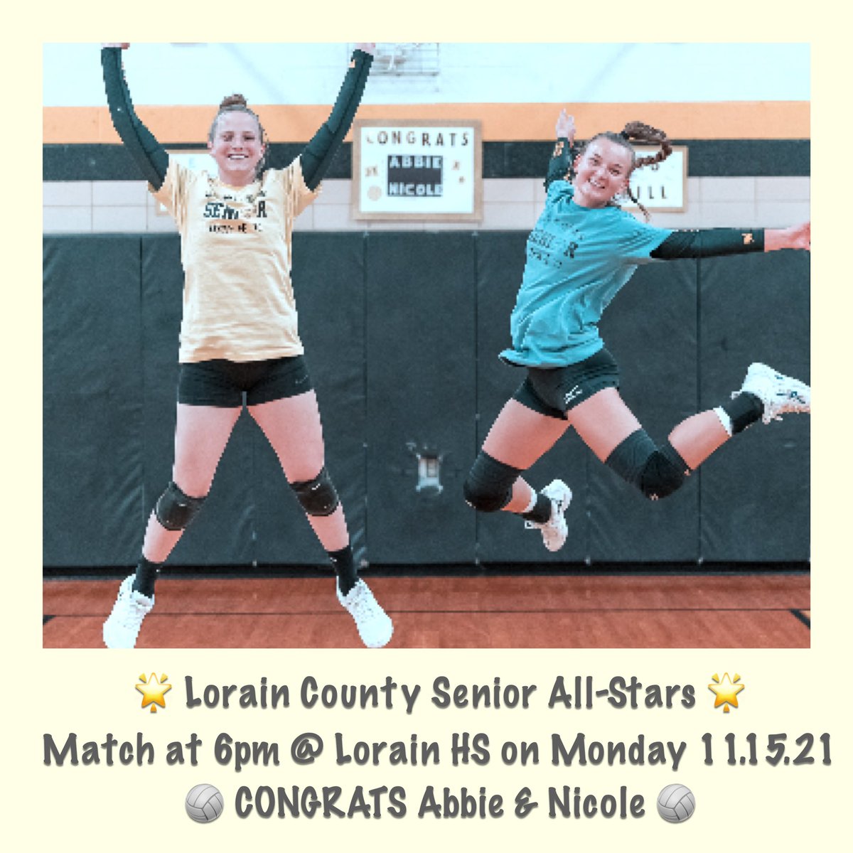 Congrats to #BRVB21 <a href="/abbie_graves33/">abbie</a>  <a href="/Nicole_nb8/">Nicole Beard</a> for being named Lorain County All-Stars 🌟 Come on out to see these athletes play for the last time together on Monday at Lorain HS 🏐 #WeAreBR #AimHigh @BRathletics13