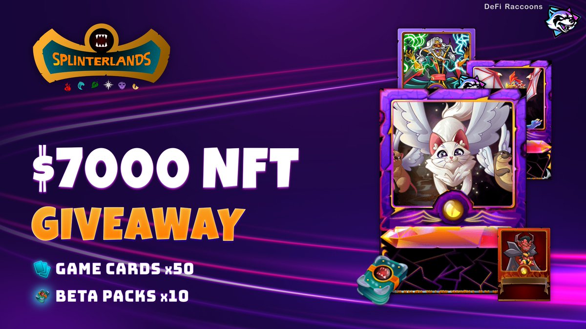 definaut (@defidiscussion) on Twitter photo Announcing our $7,000 <a href="/splinterlands/">Splinterlands</a> #NFT Giveaway Campaign 🏆 Win 50 Game Cards & 10 Beta Packs
Splinterlands is the #1 blockchain NFT card trading game
👉Join the Campaign: gleam.io/competitions/h…
😎 Read more and check out the prize pool: medium.com/defiraccoons/7… Announcing our $7,000 <a href="/splinterlands/">Splinterlands</a> #NFT Giveaway Campaign 🏆 Win 50 Game Cards & 10 Beta Packs
Splinterlands is the #1 blockchain NFT card trading game
👉Join the Campaign: gleam.io/competitions/h…
😎 Read more and check out the prize pool: medium.com/defiraccoons/7…