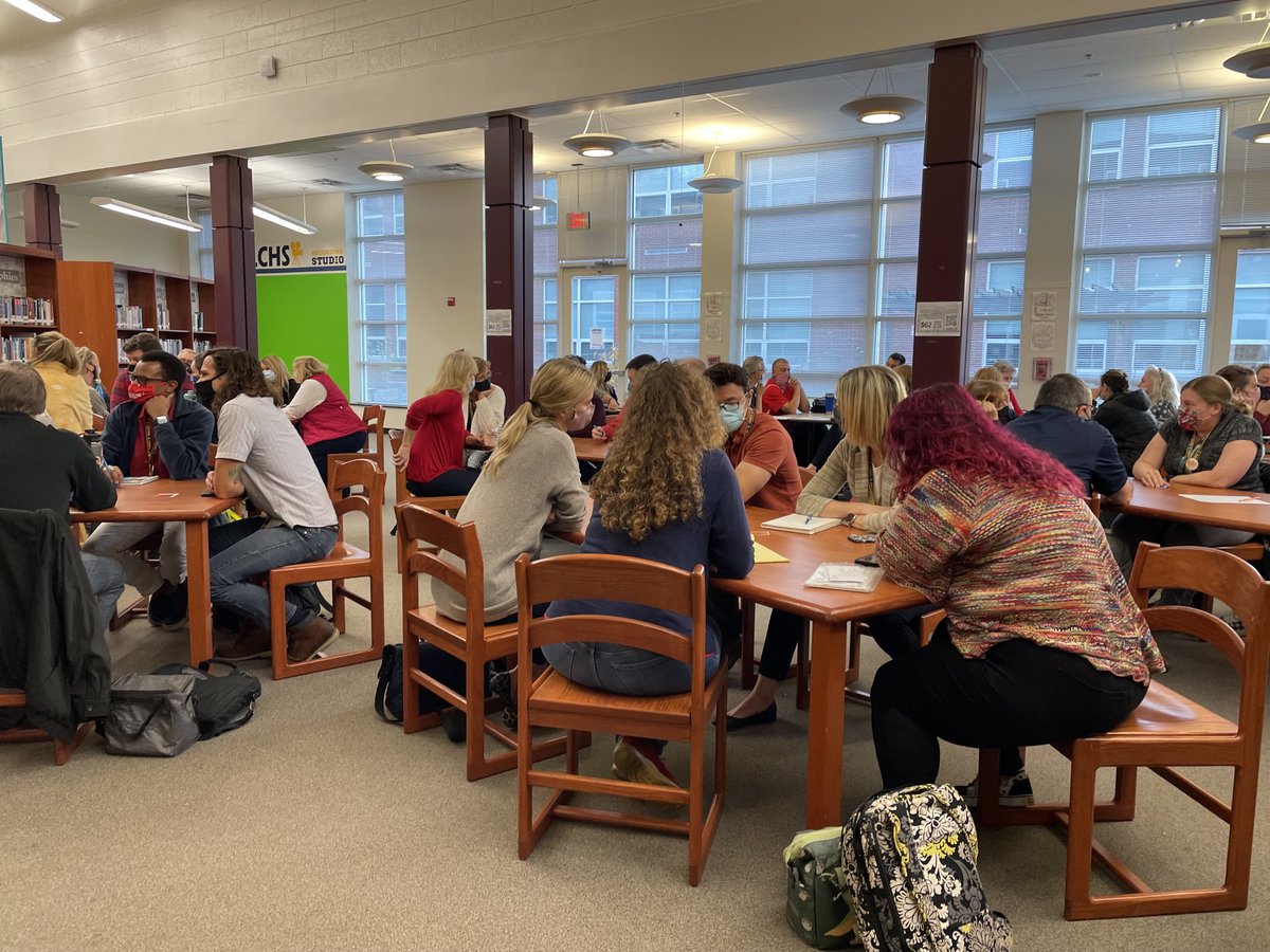 LCHS1954's tweet photo. Faculty engaged in dialogue about restorative practices to support our efforts to continually strengthen relationships and build healthy classroom and school communities. #CaringStaff #ItTakesAVillage @LCPSOfficial https://t.co/A08q3C0vKQ