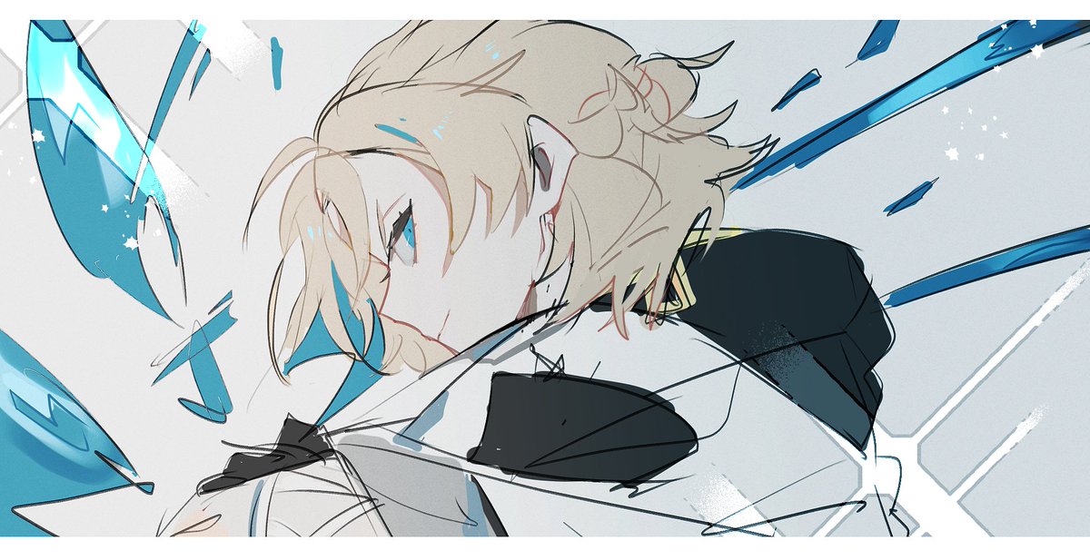 albedo (genshin impact) 1boy male focus solo gloves blue eyes blonde hair hood down  illustration images
