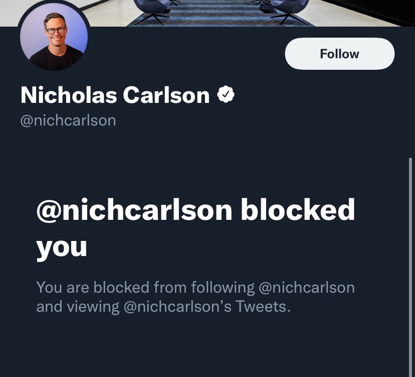 AISipple's tweet photo. @nichcarlson Aaaand the lipless bastard blocked me https://t.co/2ymDAaqKW1