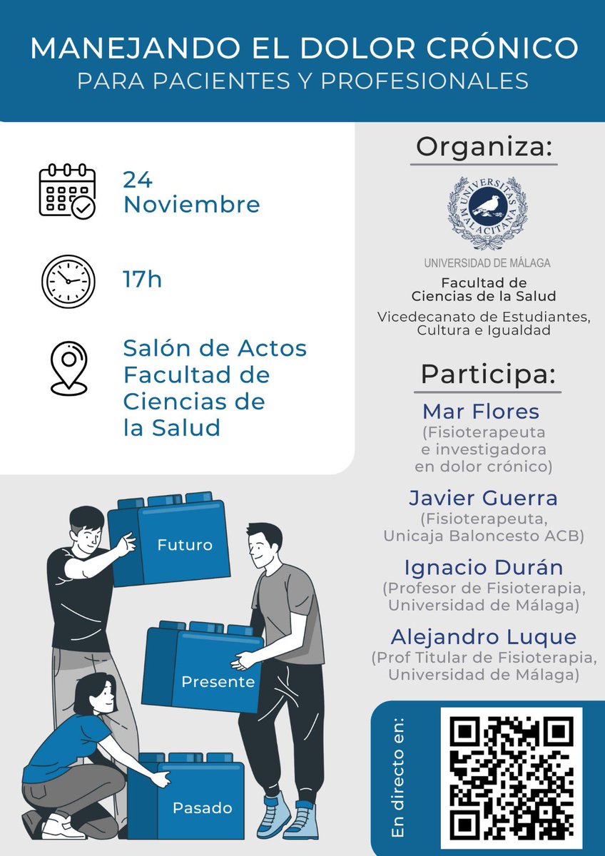 Segundo “Café para conCIENCIArnos en SALUD” próximo jueves 24 de noviembre a las 17 horas. Tendremos el honor de contar con referentes en el abordaje de dolor crónico <a href="/_alejandroluque/">Alejandro Luque Suarez</a> <a href="/Javi_Guerra_Ar/">Javi Guerra</a> <a href="/MarFloresCortes/">Mar Flores</a> y testimonio de pacientes. Os esperamos! <a href="/InfoUMA/">Universidad de Málaga</a> <a href="/SICAU_UMA/">SICAU UMA</a>