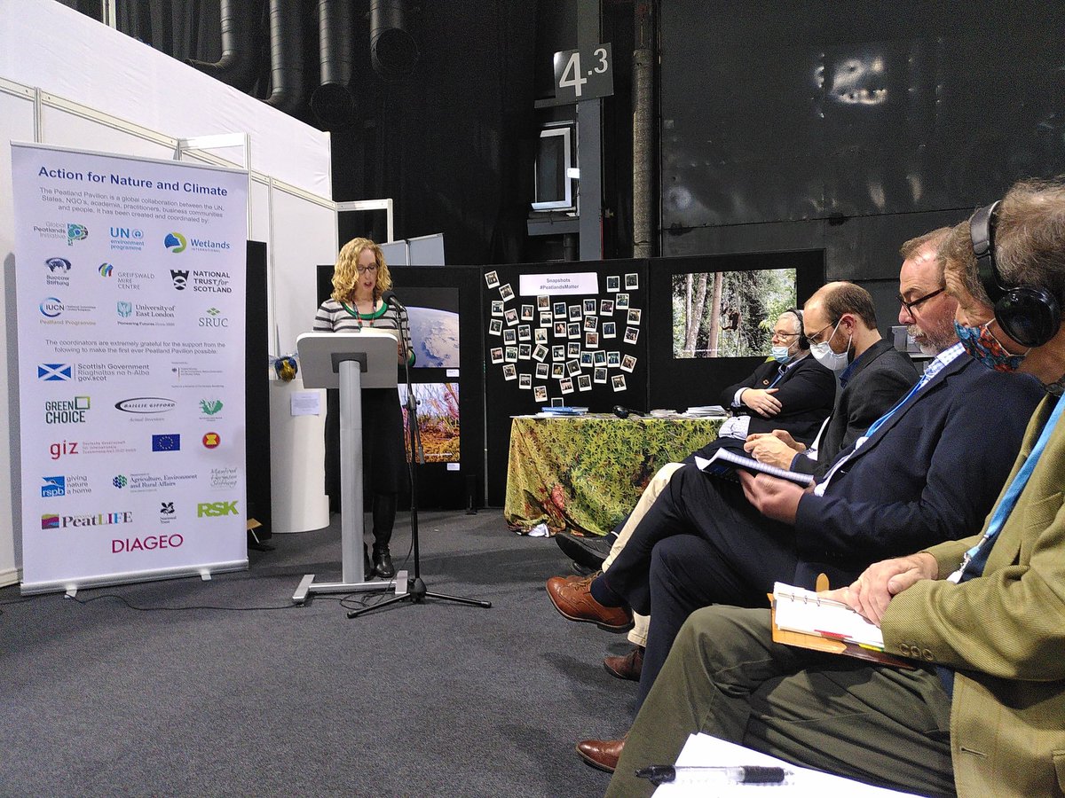 @lornaslater in our #Peatlandpavilion #COP26Glasgow closing session: #Peatlands touch on all of it - green skills, circular economy, biodiversity. And climate! And we drain them, so they emit rather than sequester CO2...