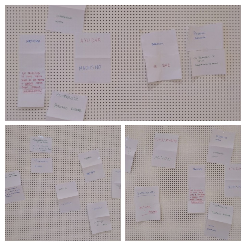 MujerSomamfyc's tweet photo. Algunas conclusiones del 1er taller de Abordaje de #ViolenciaDeGenero en #AtencionPrimaria con @futicool @alegreviajerx: Machismo/Ayudar, Dependencia/se sale, Problema de salud/prevención/educación, desigualdad/esperanza/podemos ayudar, injusticia/acompañamiento @CongresoSAMFyC https://t.co/YerWlqhxBB