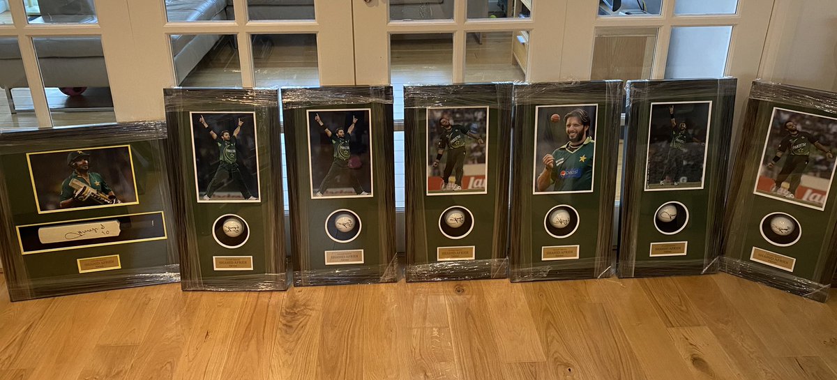 saimaxkhan's tweet photo. Welcome to the @SAfridiOfficial shrine going on at home… this is only half of it 😬🙈 #auction #NovemberTour https://t.co/GrVOLl63EM