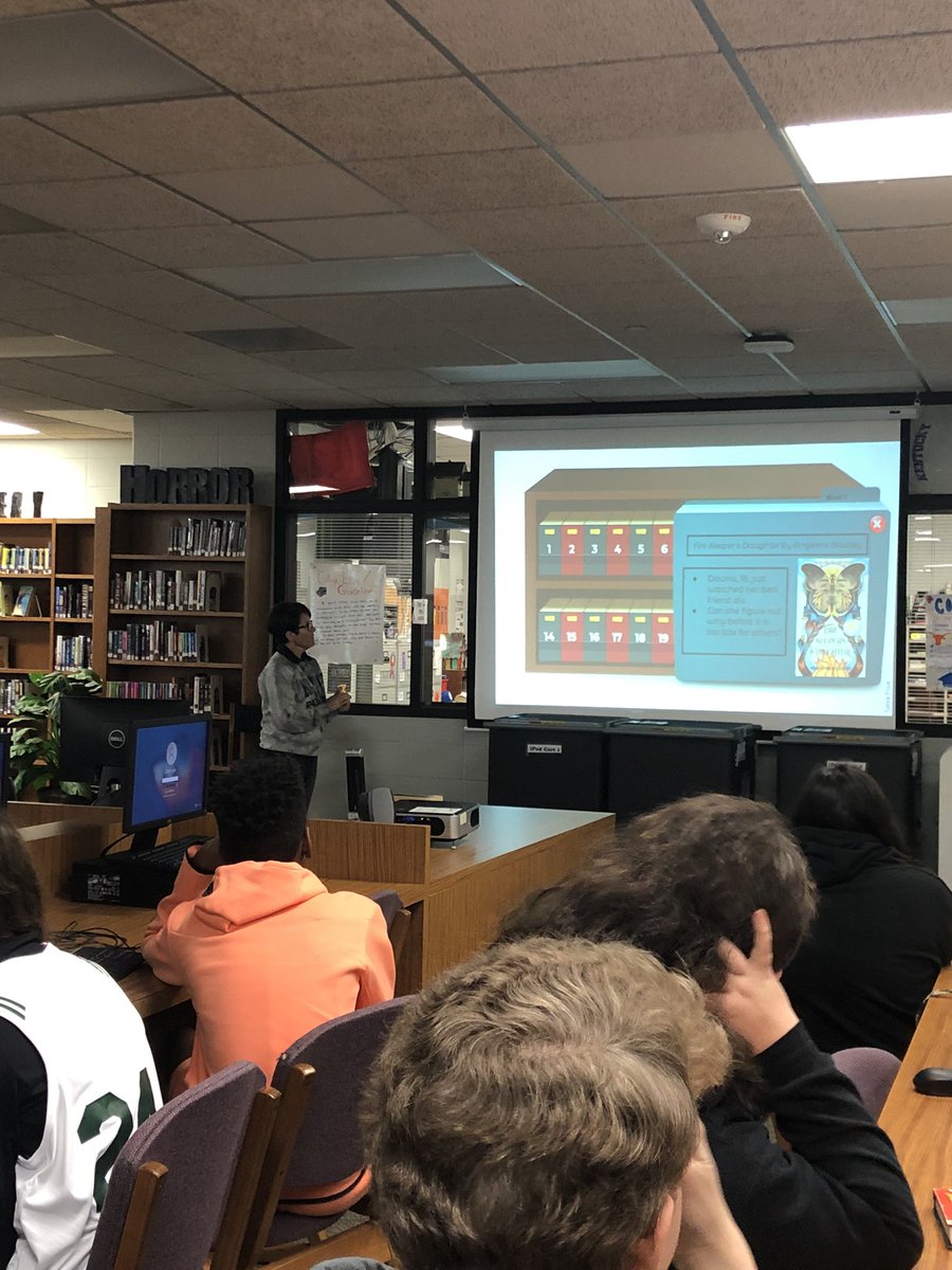 MrsPitcel_KPHS's tweet photo. Book talks with @KPHSLibrary ! Thank you Mrs. Castille for sharing different books and encouraging our students with their independent reading! @kphs_english https://t.co/Ty7RGJoBYA