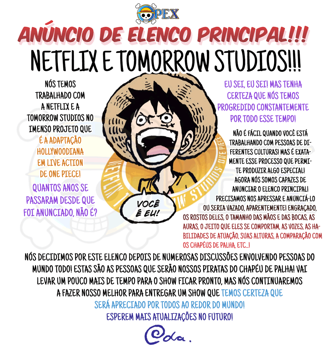 vivi_scans's tweet photo. #OnePieceNetflix
O próprio Oda escreveu essa mensagem, ele esta participando da produção do live-action #ONEPIECE.
A série, o elenco e nossas expectativas...#ONEPIECE
Cards: ONE PIECE EX
#nerddeesquerda
#petistasnerds https://t.co/MheQ6oAiTG