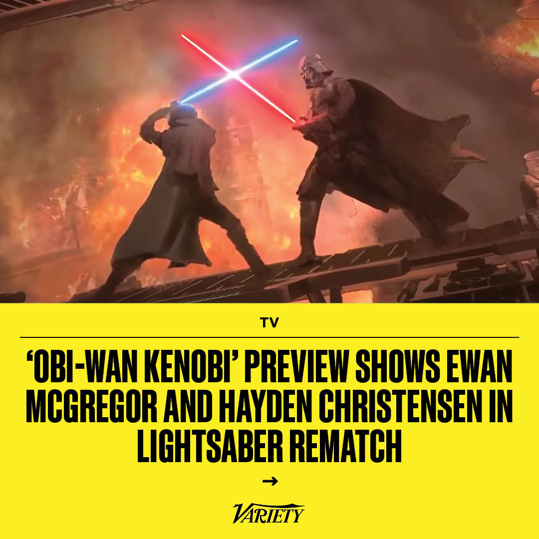 Variety's tweet photo. The new sneak peek teases the #StarWars rematch every padawan's been waiting for: Obi-Wan Kenobi and Darth Vader will face off once again in the Disney Plus series #ObiWanKenobi.⁠ https://t.co/7f3uzdcuqC https://t.co/C1YtBL3O4u
