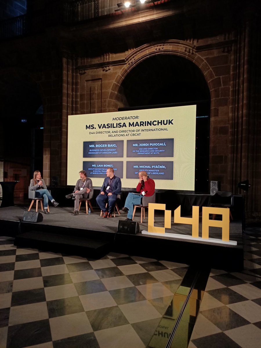 Last panel of #D4A2021! "Free and fair elections - is #blockchain a long missing component? Moderated by Vasilisa Marinchuk (<a href="/VMarinchuk/">Vasilisa Marinchuk</a> ), with:
- Roger Baig (<a href="/vocdoni/">Vocdoni 🗳️ building DAVINCI a zkRollup for voting</a> )
- Jordi Puiggalí (<a href="/JPSCY/">Jordi Puiggali</a> , <a href="/scytl/">scytale</a> )
- Michal Ptáčník (<a href="/Liberland_org/">Liberland</a> )