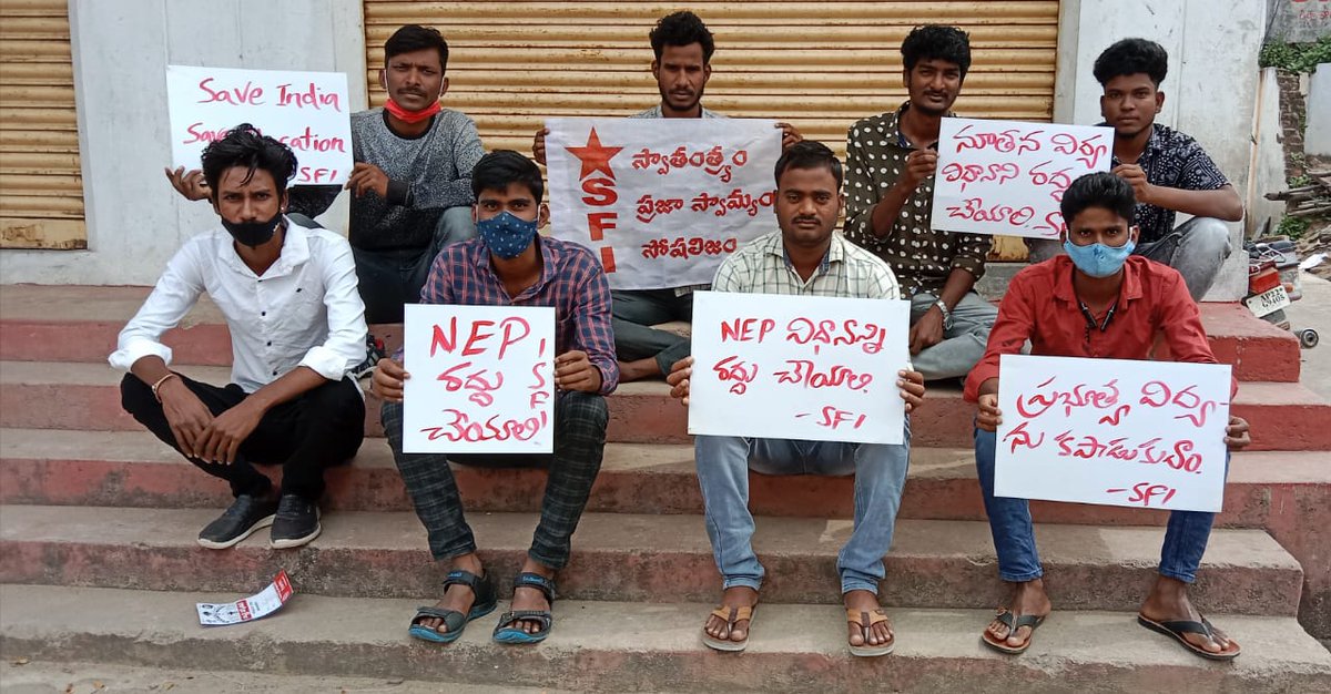 SFI_CEC's tweet photo. From Telengana against NEP, NEET and demanding immediate reopening of campuses. 
#FestivalofResistance https://t.co/1i0oxH9R9Q