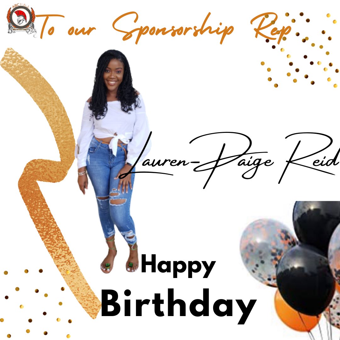 abchalluwi's tweet photo. Shouting a Spartan Happy Birthday to our Sponsorship Representative, Lauren-Paige Reid🥳🎈🎁. We hope your day will be filled with😃 laughter, good food🍽 and blessings😇🙏🏾

🧡🖤🧡 https://t.co/SqYjCsCmCk