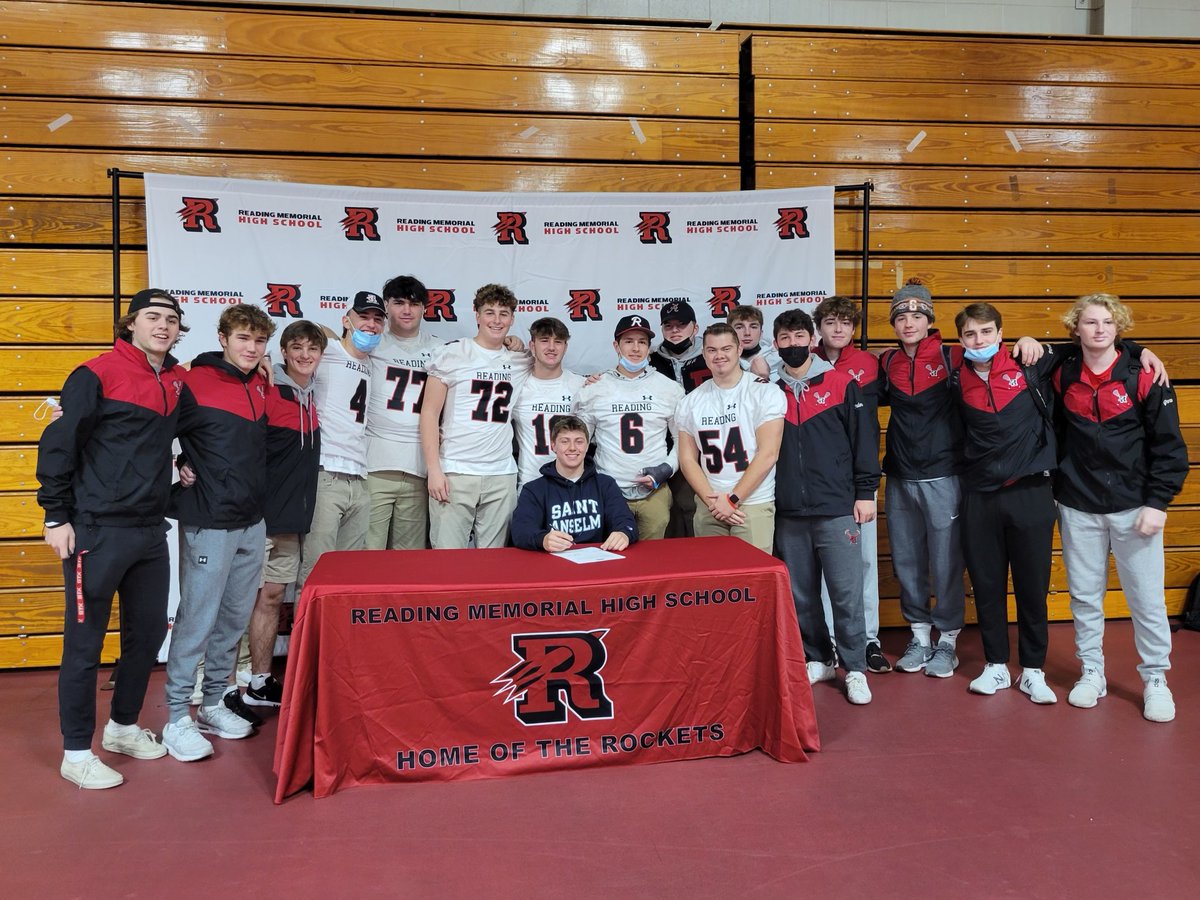 RMHSLacrosse's tweet photo. Two sport SENIOR CAPT. Colby Goodchild makes it official! CONGRATULATIONS to Colby on his NLI signing to St Anselm College @STAHawksMLAX @bostonlaxnet @NELaxJournal @StudentRMHS @dtcsports @LacrosseRockets @rmhs_football and Good Luck tomorrow vs CM! https://t.co/LpfF4Y8QtX