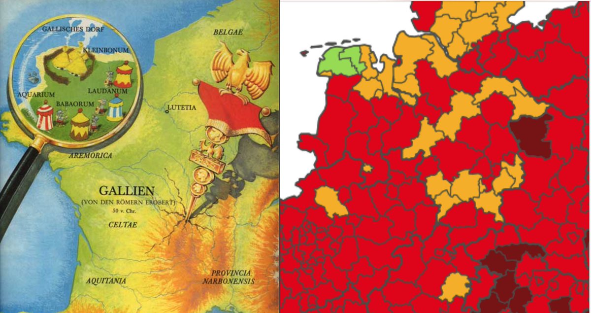 oliverwurm's tweet photo. "Ganz Deutschland ist von Coronaviren besetzt. Ganz Deutschland? Nein! Ein von unbeugsamen Ostfriesen bevölkertes Dorf hört nicht auf, den Eindringlingen Widerstand zu leisten."

Aus "Aurich &amp; Obelix" https://t.co/QfpZoRPfLt