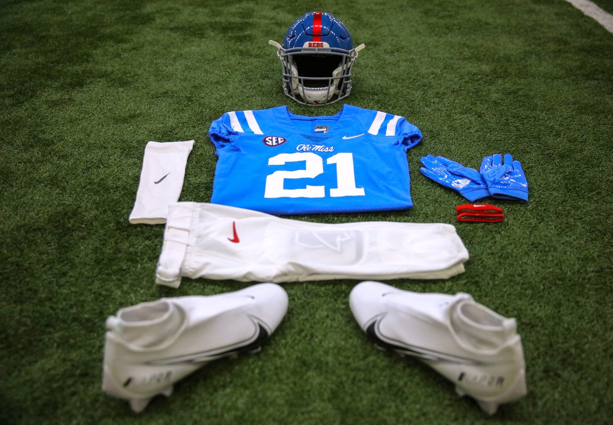 OleMissFB's tweet photo. Powder blue 𝙙𝙧𝙞𝙥. 

Powered by @StDomHospital https://t.co/mxEs2Odkt6