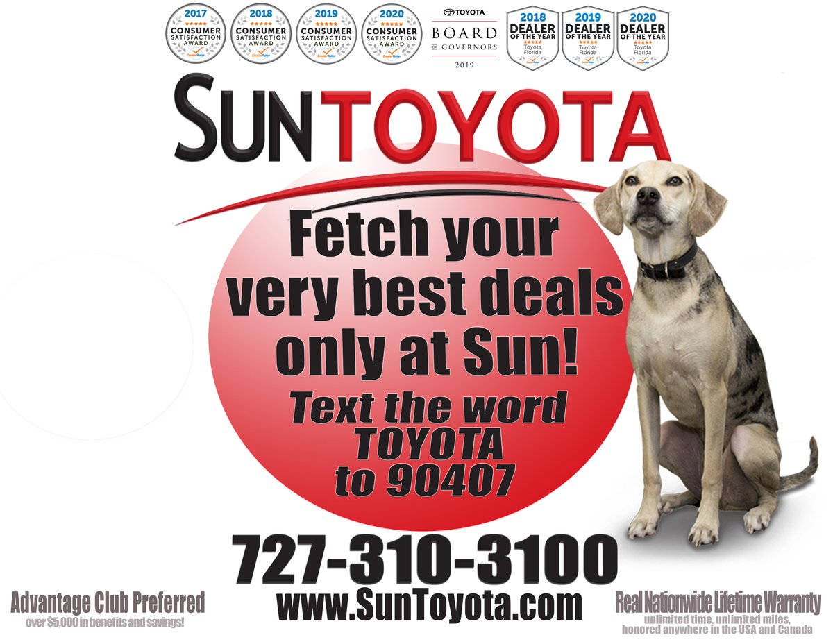 Text TOYOTA to 90407 to see our hottest deals!

#SunToyota
#holidayFlorida