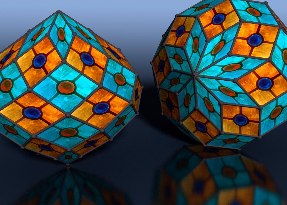 Polar zonohedron, two views. #mathart <a href="/BridgesMathart/">Bridges Math Art</a> Thanks to George Hart for his Bridges talk!