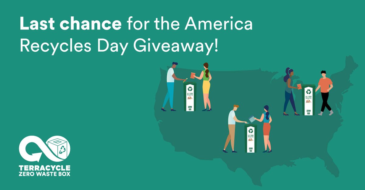 TerraCycle's tweet photo. The America Recycles Day Giveaway ends November 15th. #PledgeToRecycle more, and you’ll be entered to win our best-selling All-In-One Zero Waste Box! HURRY! Take the pledge now: https://t.co/8pdTHG8vfE https://t.co/8W66pZg1At