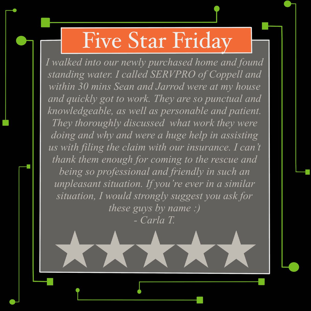 ⭐️⭐️⭐️⭐️⭐️
Thank you to our customers who trust us to help you on one of your worst days. #heretohelp #fivestarreview #servprolife
