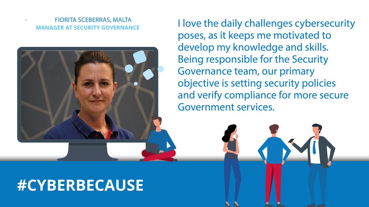 enisa_eu's tweet photo. #Cyberbecause "I love the daily challenges #cybersecurity poses! " - Fiorita Sceberras 🇲🇹 @cybersecuremt
So many reasons for a career in cybersecurity - what's yours? https://t.co/5XPH6C1a17
#ECSC2021 https://t.co/XQ3DOJ46ox