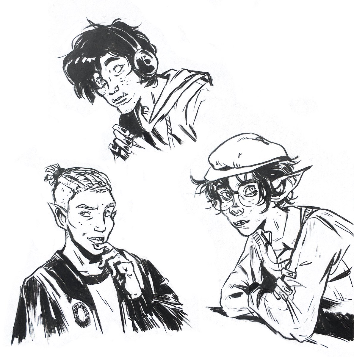 i was trying out an ink brush and what better way to do that than to doodle my boys<3 #fantasyhigh #dimension20 
