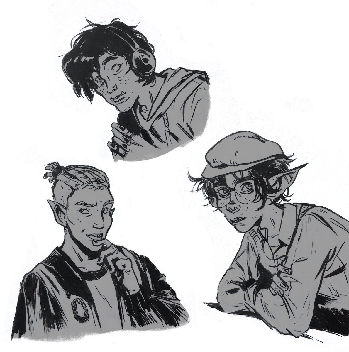 i was trying out an ink brush and what better way to do that than to doodle my boys<3 #fantasyhigh #dimension20 