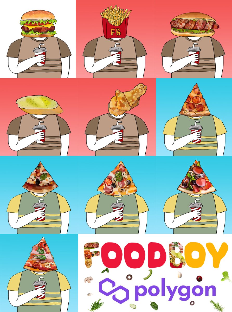 Hi everyone I am a food boy.
My first drop🔥 on <a href="/opensea/">OpenSea</a> (chain Polygon)
Collection: FOODBOY 🍔🍟🍕🌭
Just 0.004 ETH

Available now👇👇👇
opensea.io/collection/foo…
Enjoy your meal.

#NFT #NFTCommunity #NFTdrops #nftcollector #NFTTHAILAND #NFTThaicommunity #NFTartist #Polygon