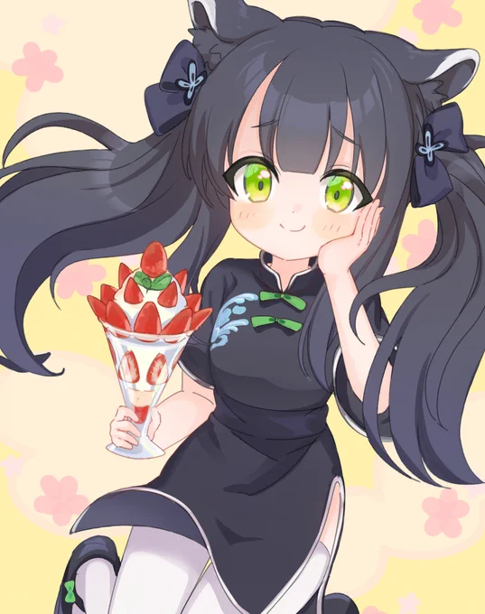 いちごヨーグルトパフェとシュン🍓 
#ブルアカ 