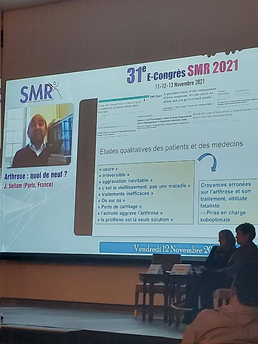 Mieux traiter l'#arthrose ? Oui en Changeant d'abord la vision 'biomécanique' vers une vision 'plurimodale' des Soignants pour Ensuite faire impliquer le patient dans sa prise en charge @jeremsellam  #SMR21 #luttercontrelescroyances #educationtherapeutique #patientpartenaire