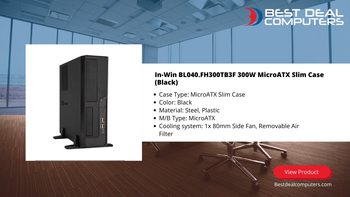 In-Win BL040.FH300TB3F 300W MicroATX Slim Case (Black)
Case Type: MicroATX Slim Case
Color: Black
Material: Steel, Plastic
bit.ly/3do1pvV

#bdc #pc #cpu #case #processor #product #sale #offer #computer