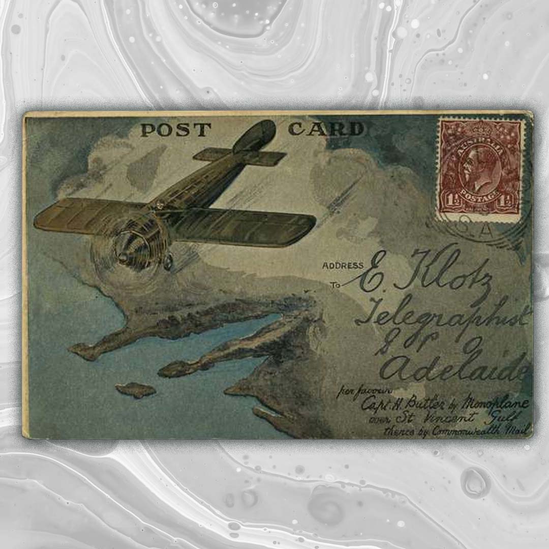 StanleyGibbons's tweet photo. 📢 SG #Philatelic #Auction Highlight
LOT 802: #AIRMAILS, AUSTRALIAN.
1919 special #postcard carried on flight from Adelaide to Minalton, piloted by Harry Butler (AU 6 1919), incredibly scarce.
View lots: https://t.co/hp662ICJ02 https://t.co/O7xI1YNouH