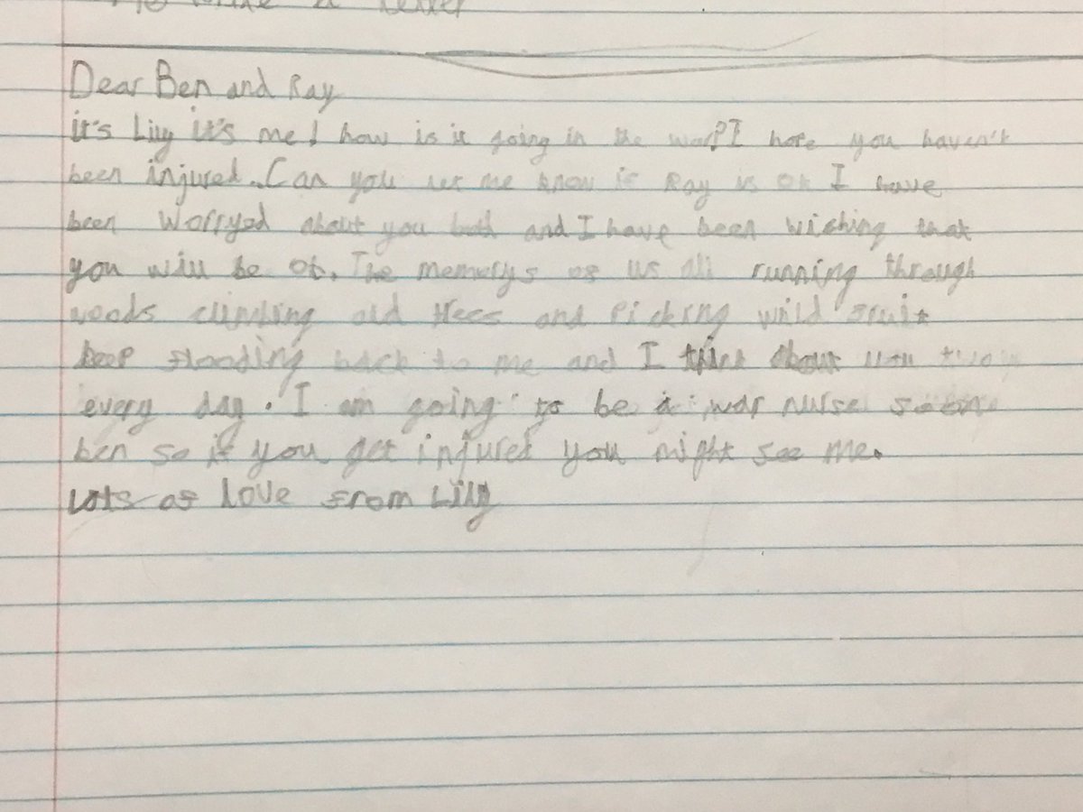 MpYear3's tweet photo. This week we have focused on the book ‘Peace Lily’ written by @HilsRobinson and illustrated by @Martin_Impey. We put ourselves in the position of Lily, Ray and Ben and then wrote letters as if we were them. We really imagined the emotion they would have felt. ❤️ https://t.co/bwYRv7IRfR