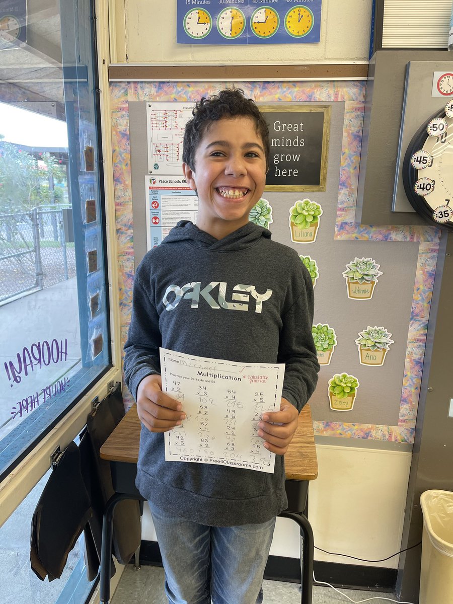 Michael passed his multiplication goal! We are so proud, and he is so proud of himself! #BeTheLight #Gratitude @POEKPOE <a href="/ValerieJeanHH/">Valerie Hammen</a> <a href="/GretchenFladd/">Gretchen Fladd</a>