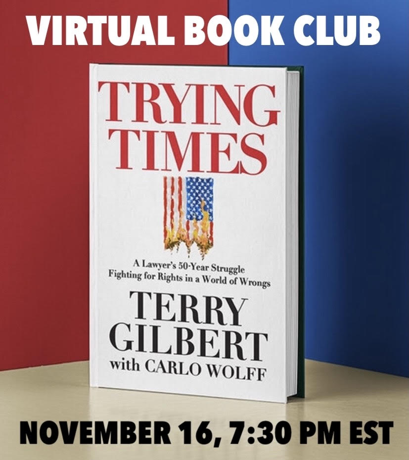 Act3creative's tweet photo. Join the Chagrin Arts for their virtual book club as they discuss Trying Times with Attorney, Author and Activist Terry Gilbert. The book chat will be held on Nov. 16th at 7:30PM, RSVP by the 15th to join the conversation... https://t.co/EdUjGPbn43