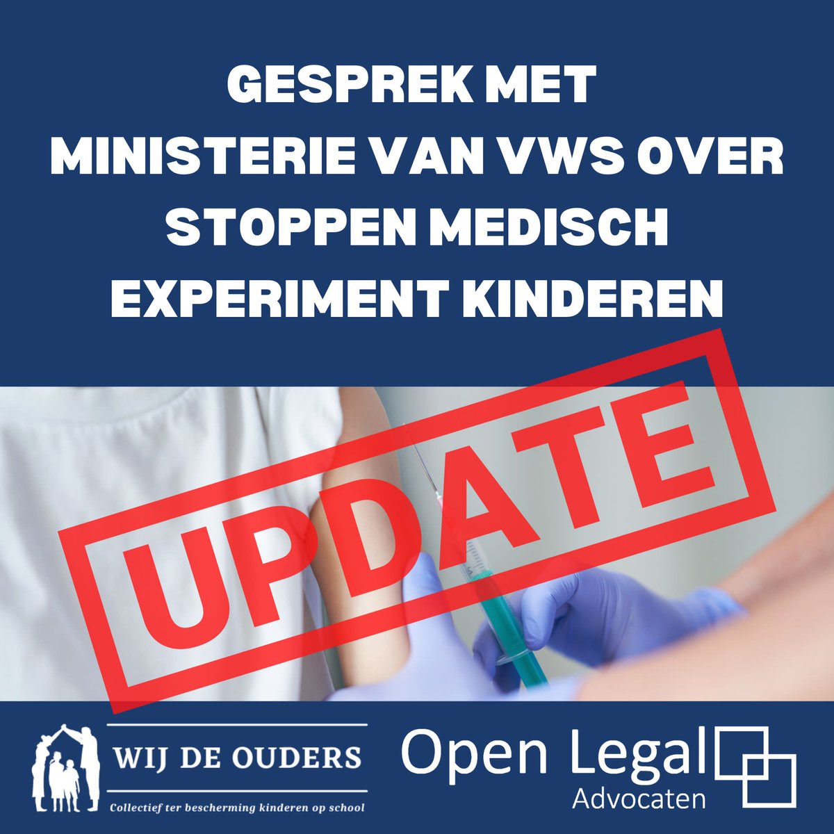 OudersDe's tweet photo. Afgelopen maandag heeft het gesprek met het ministerie van VWS plaatsgevonden. Zij zien geen reden de vaccinaties van kinderen te staken. Daarom gaan wij over op dagvaarding. Wij zoeken ouders die als procespartij willen optreden: https://t.co/NnJ4xPerkW https://t.co/Xrwtmg8WJo
